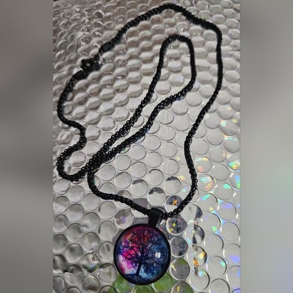 New Tree of Life Necklace on Black Chain - Picture 2 of 5